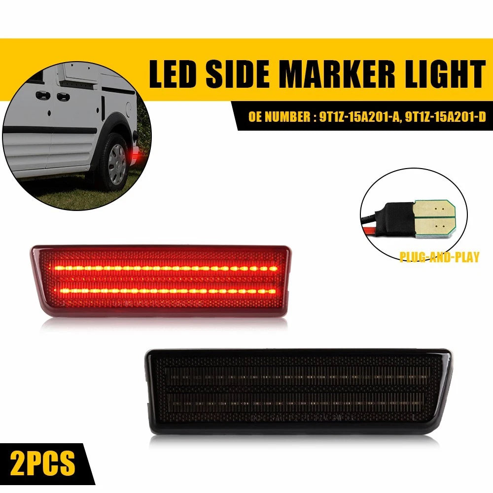 2X Red Rear LED Turn Signal Side Marker Lights for Ford Transit Connect (2010–2013)