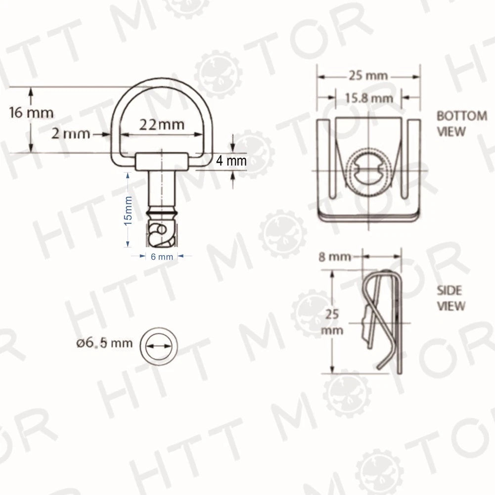 DZUS Quarter Turn Fairing Fasteners for - 15mm D Ring
