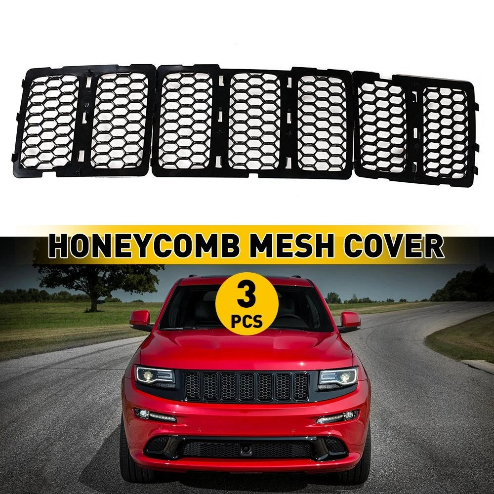 3PCS Front Mesh Honeycomb Insert Grill for Jeep Grand Cherokee (2014–2016)