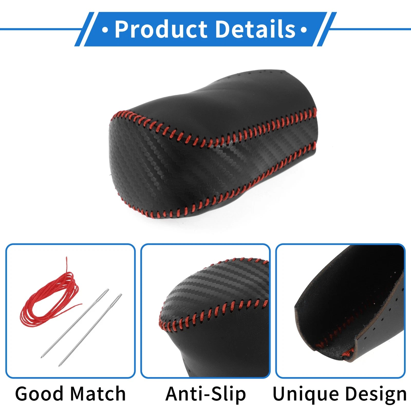 Gear Shift Knob Cover for Toyota RAV4 (2013–2016) Carbon Fiber Black Red