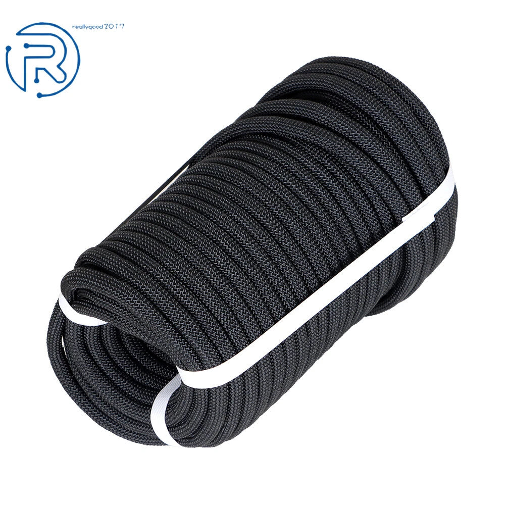 3/8" × 100' Black Braided Polyester Rope for Heavy Pulling