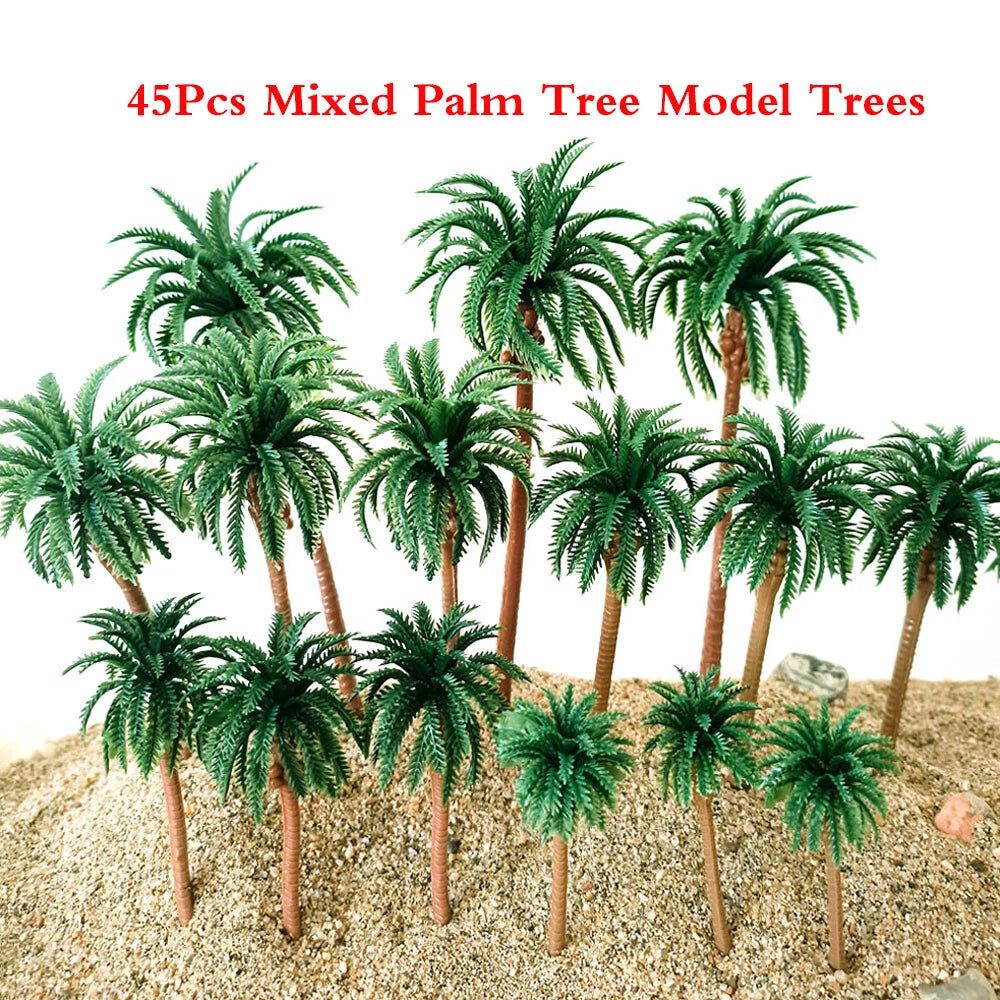 45pcs Coconut Palm Trees for HO N Scale Train Railroad Diorama