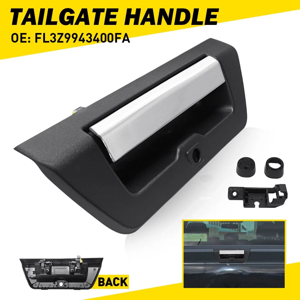 Tailgate Handle for Ford F150 (2015–2018) - Textured Black, Chrome Lever