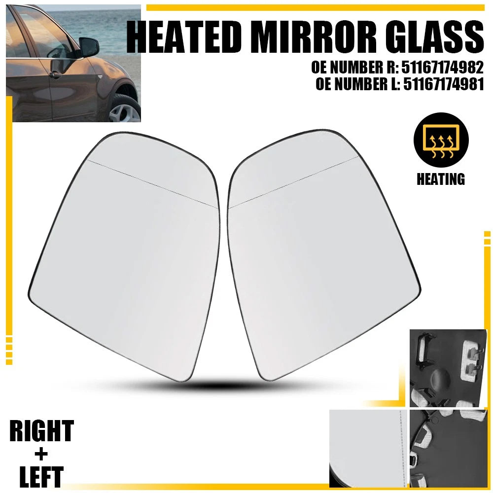 Mirror Glass Set for BMW X5 X6 E70 E71 (2007–2019) with Auto Dimming