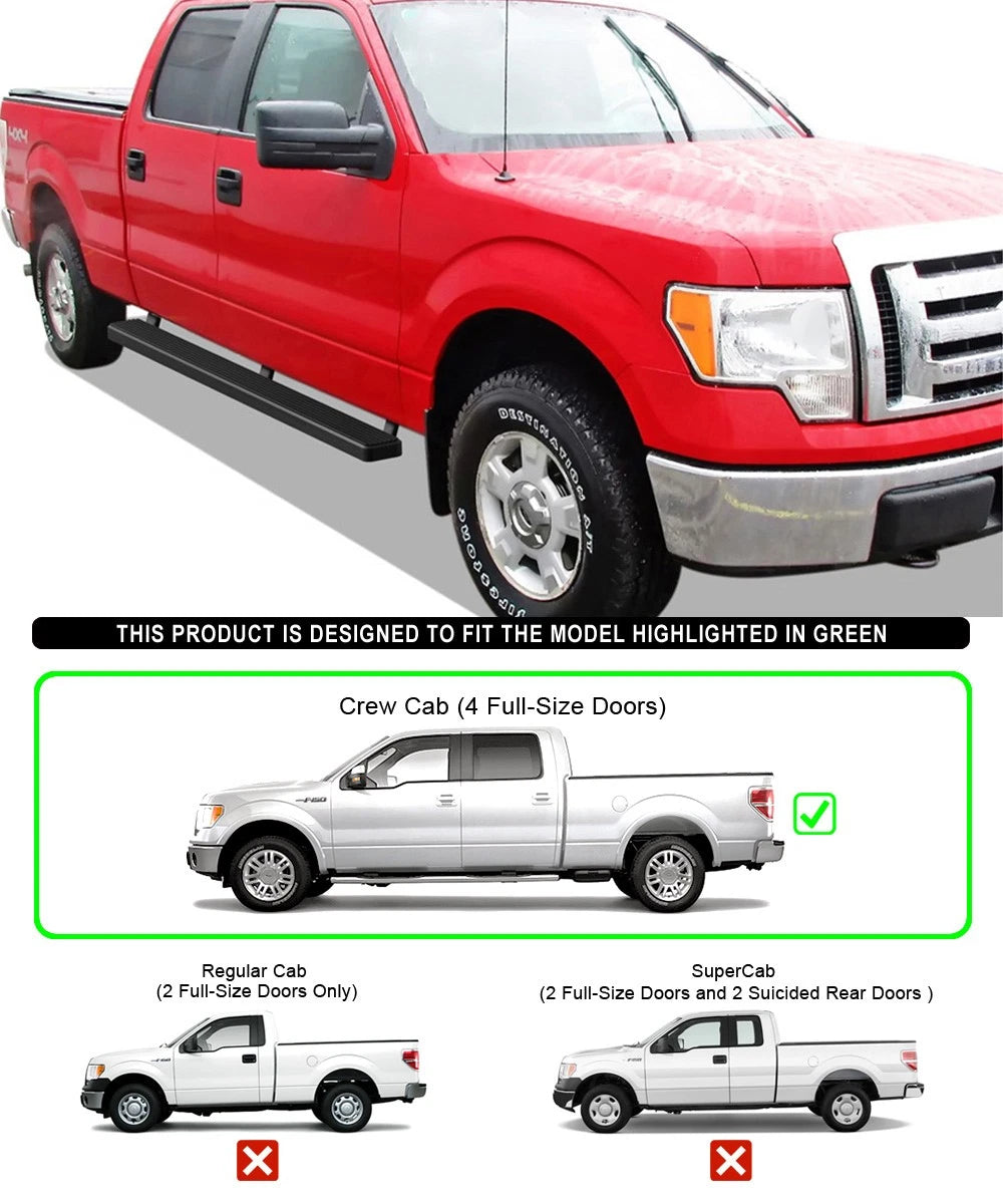 5" Stainless Steel Running Boards for Ford F150 SuperCrew (2009–2014)