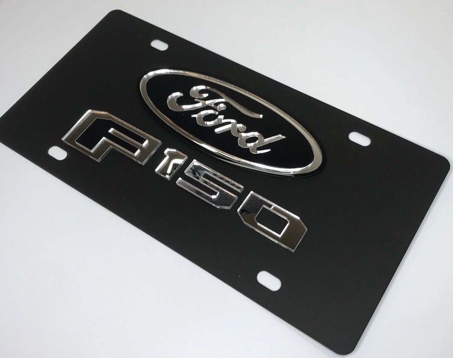 Matte Black Vanity License Plate with Emblem for Ford F150 (2004–2020)