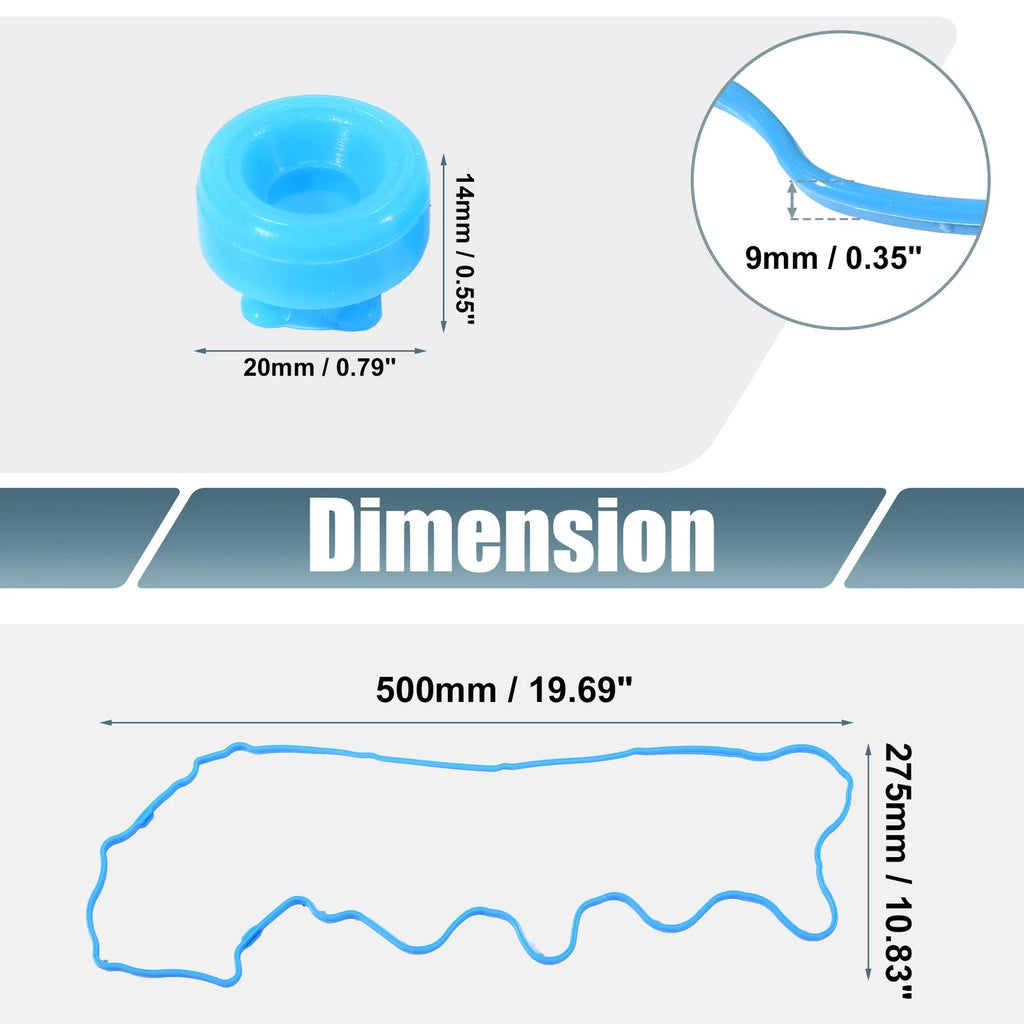 Set of 1 Valve Cover Gasket for Ford Mustang (2007–2010) VS50687R Rubber Blue