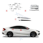 Chrome Keyless Door Handle Bowl and Side Mirror Stripe Cover for Civic (2016–2021)