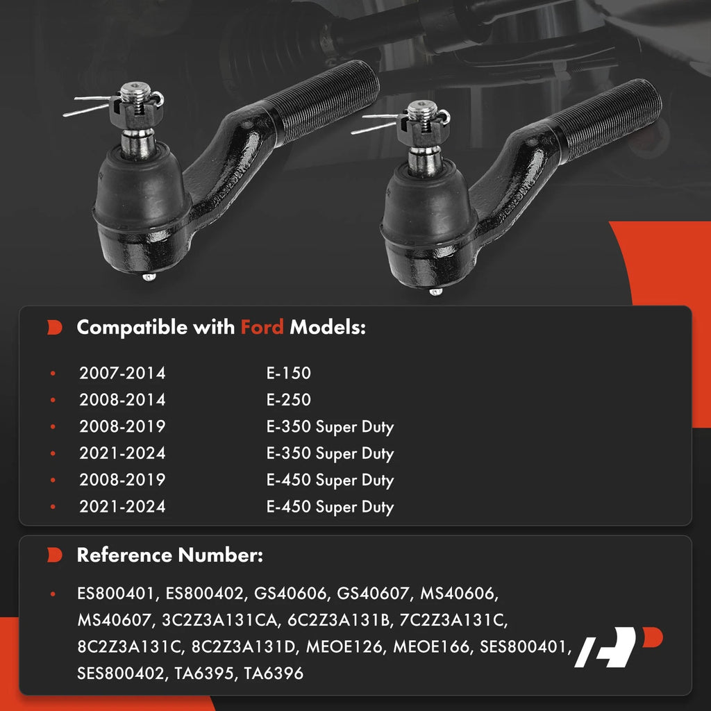 2X Tie Rod End Front Outer for Ford E-150 E-250 E-350 E-450 (1992-2022)
