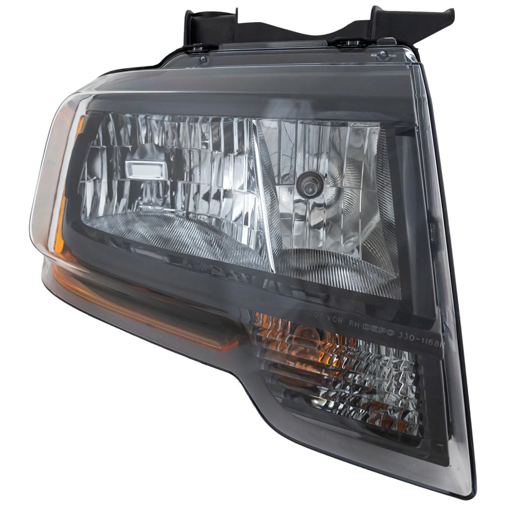 Halogen Headlight for Ford Expedition (2015–2017) - Right, Bulb Reflector, Black