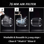 3" Carbon Fiber Hi-Flow Air Filter for Cold Air Intake
