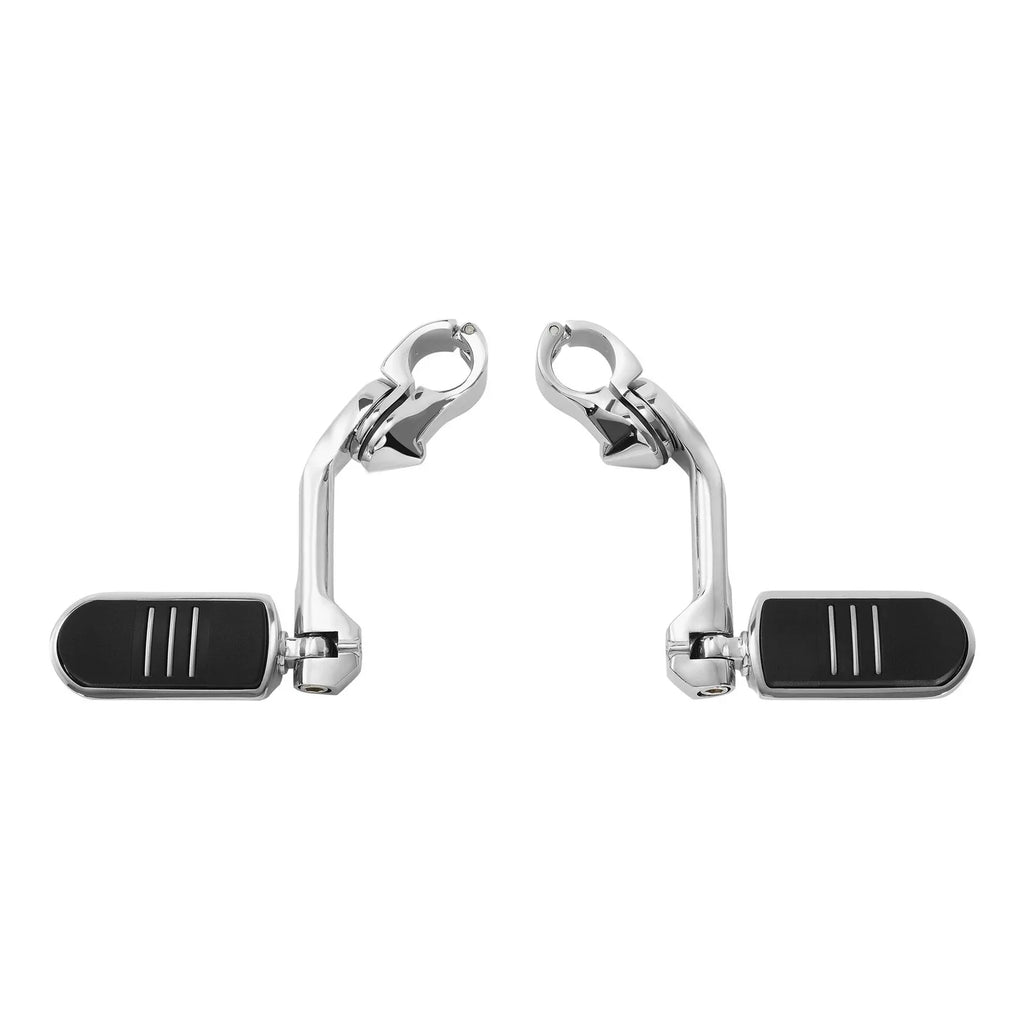 Chrome 1-1/4" Pegstreamliner Long Angled Highway Guard Foot Pegs for Harley