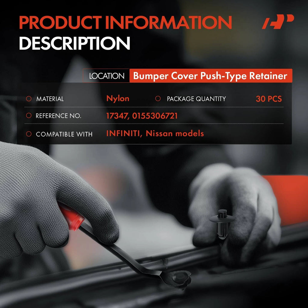 30x Nylon Bumper Cover Clips for Nissan Maxima
