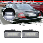 White LED License Plate Lights for Mercedes-Benz R171 W203 W211 W219 (2005–2007)