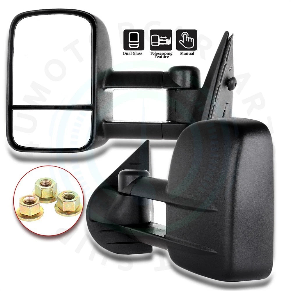 2X Manual Tow Mirrors for Chevy Silverado Sierra 1500 2500HD (2007–2013)