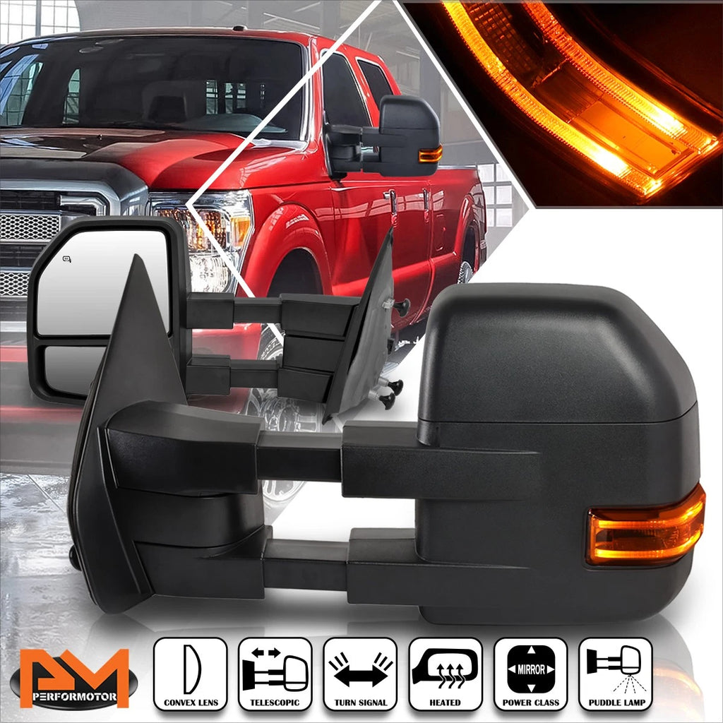 Power Heated Puddle Lamp Towing Mirror w/LED Signal for Ford F150 (2004–2014)