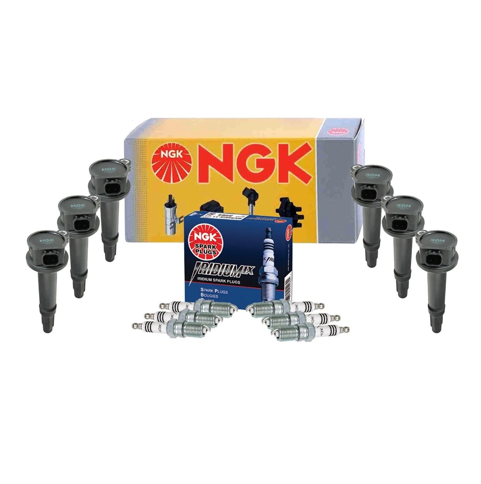 Set of 6 NGK Ignition Coils & Iridium IX Spark Plugs for Ford Mazda Mercury (V6)