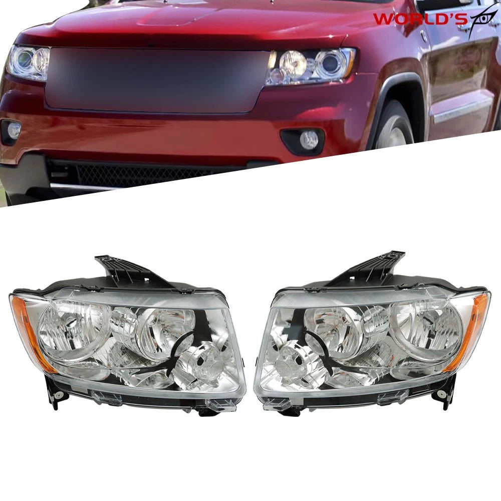 Set of 2 Halogen Headlights for Jeep Compass, Grand Cherokee (2011–2017)