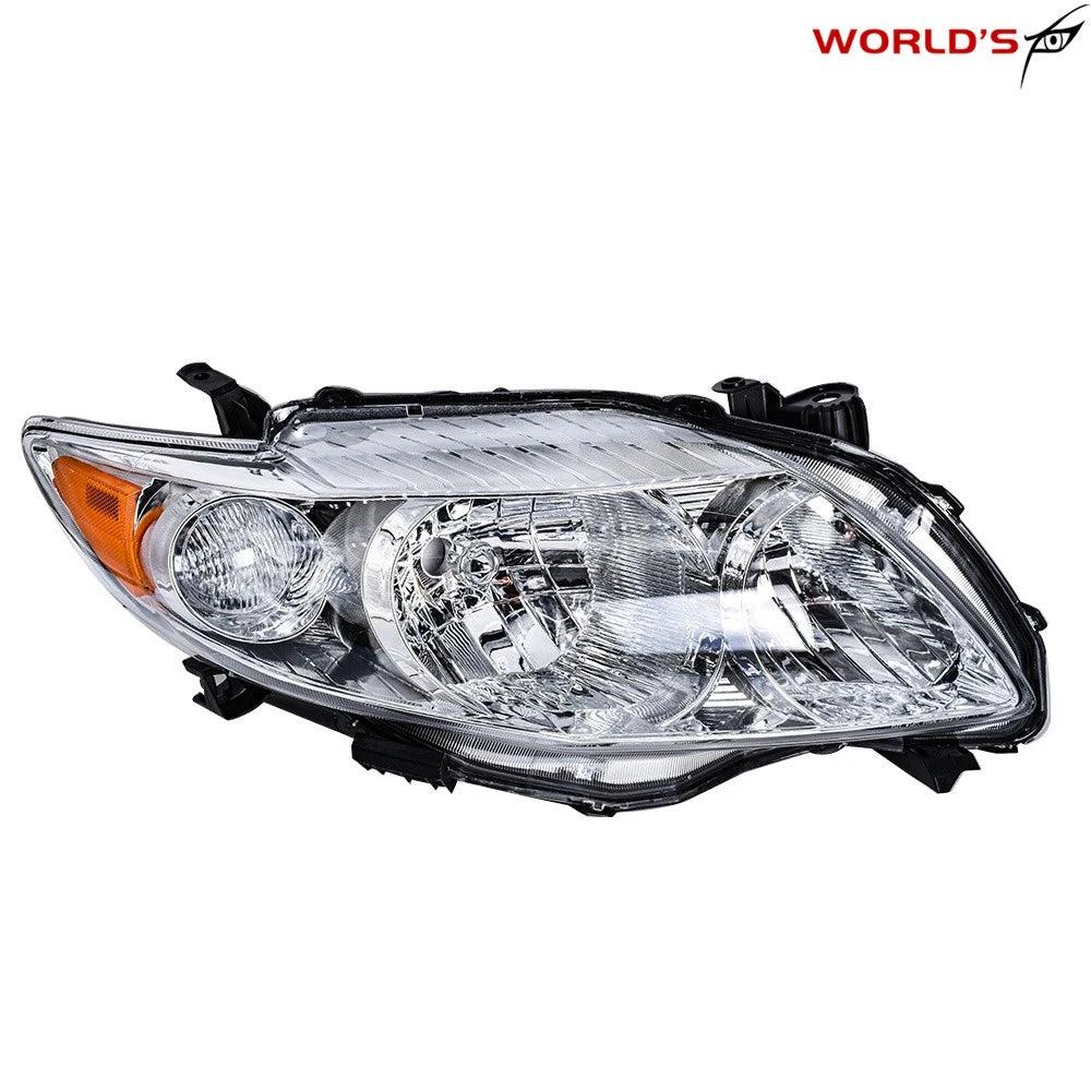 Set of 2 Halogen Chrome Amber Headlights for Toyota Corolla (2009–2010)