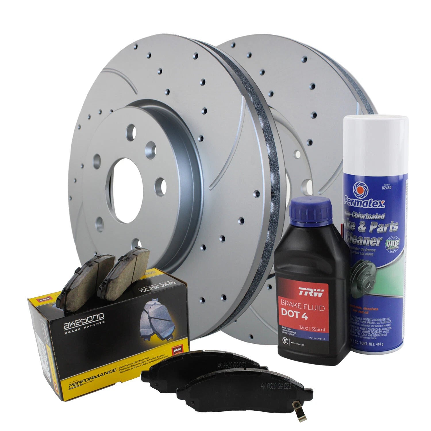 Front Brake Kit with 321mm Drilled Rotors & Akebono Pads for Buick Chevy GMC