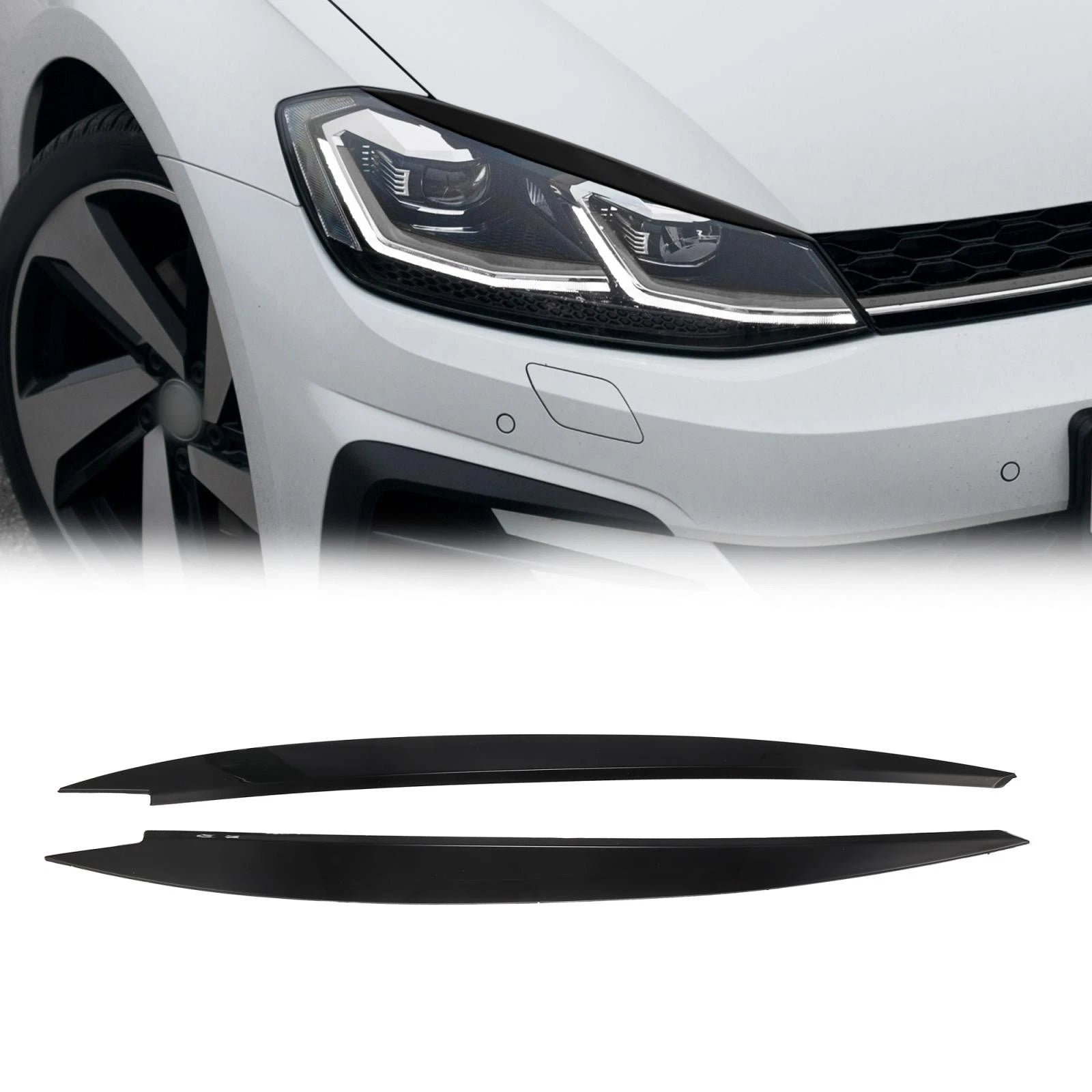 1 Pair ABS Headlight Eyebrow Cover Sticker for Volkswagen Golf (2013–2018) Black