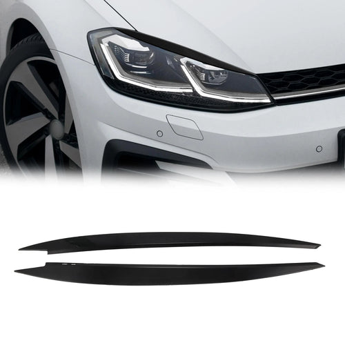 1 Pair ABS Headlight Eyebrow Cover Sticker for Volkswagen Golf (2013–2018) Black