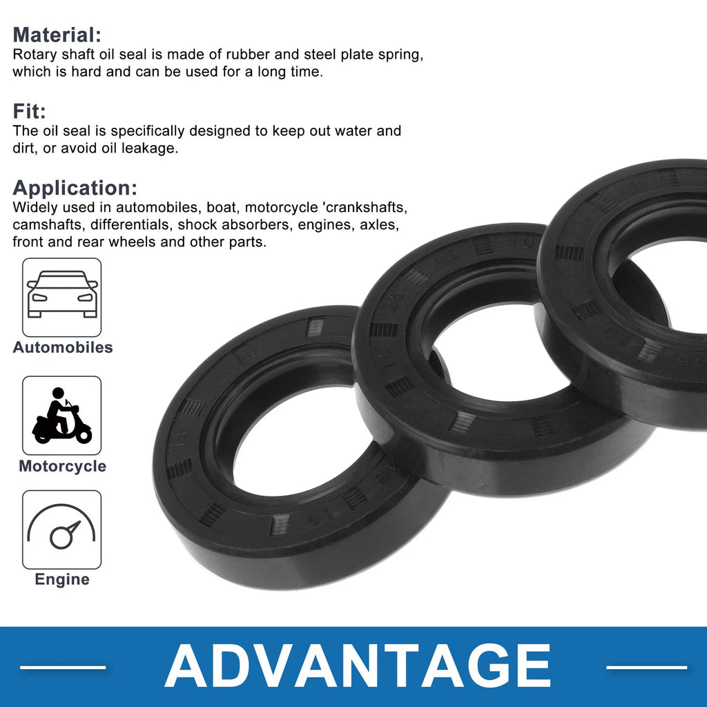 Set of 5 Oil Seal Rings for Rotary Shaft 25x45x10mm Nitrile Rubber