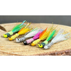 12pcs Jig Head Fishing Lures with Feathered Tail and 3D Eyes