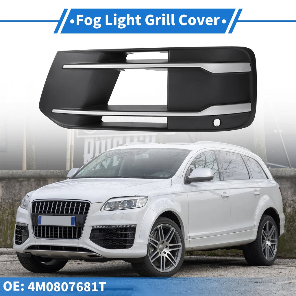 1pc Fog Light Grill for Audi Q7 (2016–2020) No. 4M0807681T Black Silver Tone