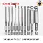 75mm Magnetic Ball Hex Screwdriver Bits Set for Tight Angle Drilling