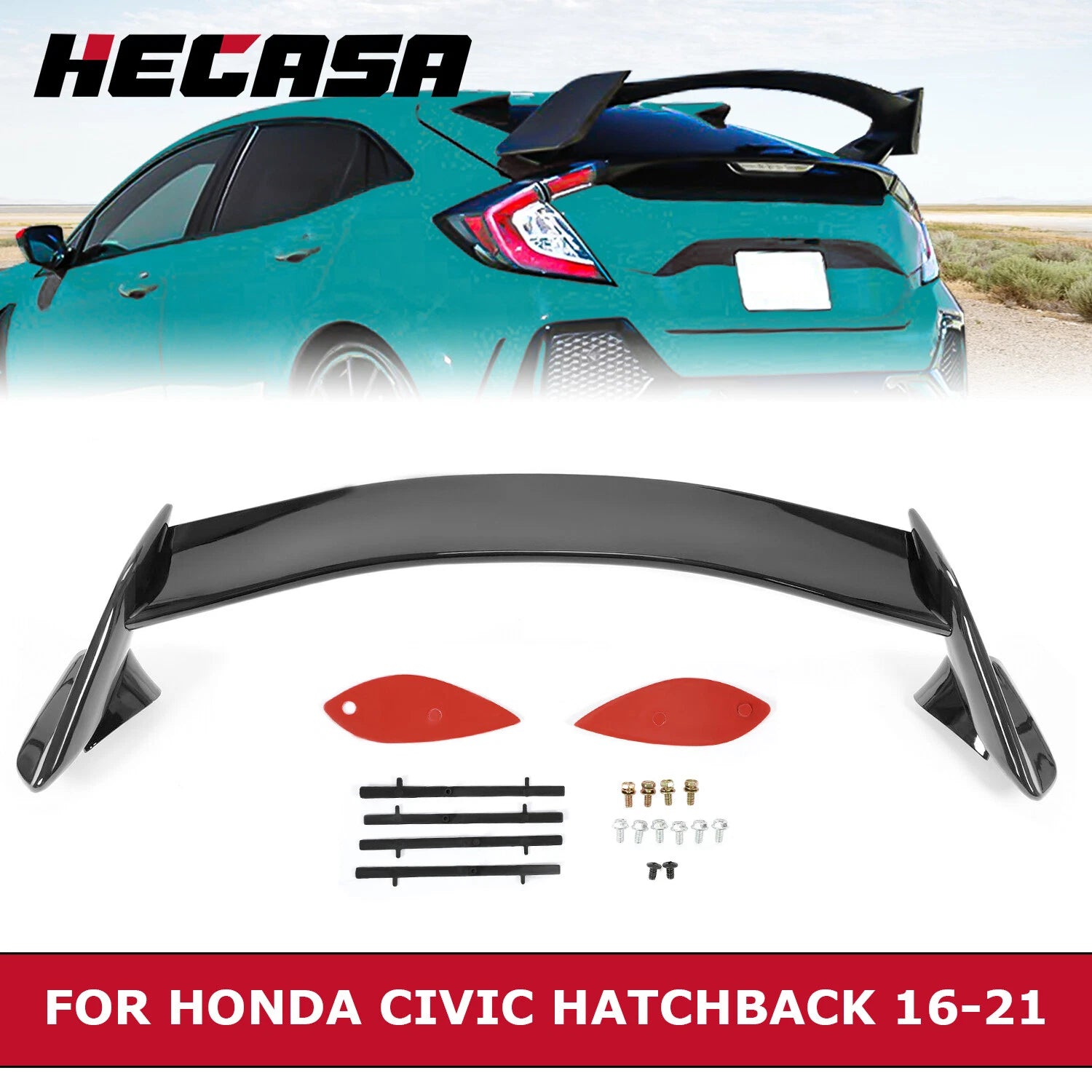 Rear Lid Wing Spoiler for Honda Civic Hatchback Type-R (2016–2021) Glossy Black