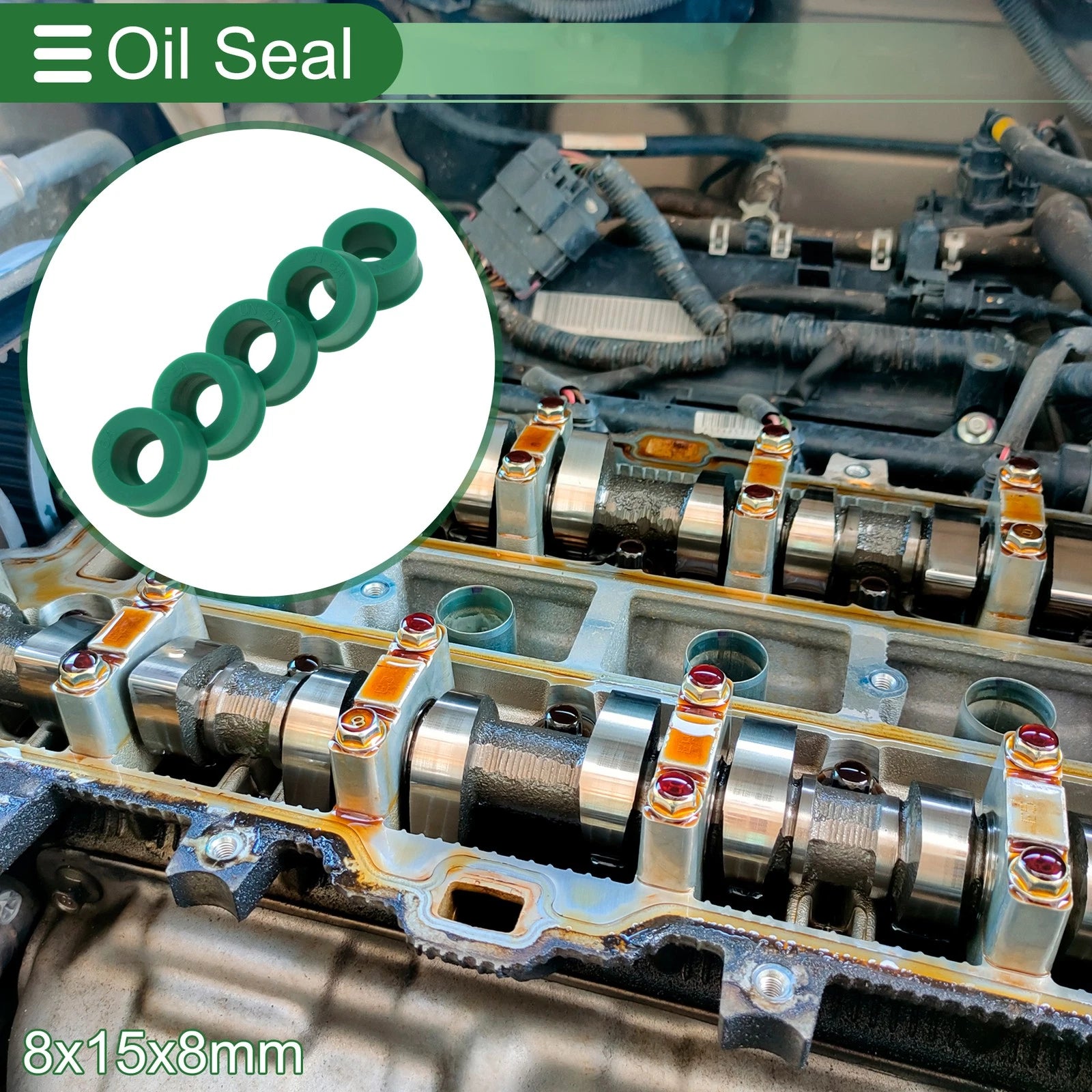 Oil Seal Ring for Various Models (8x15x8mm, TPU, High Pressure, Set of 5)