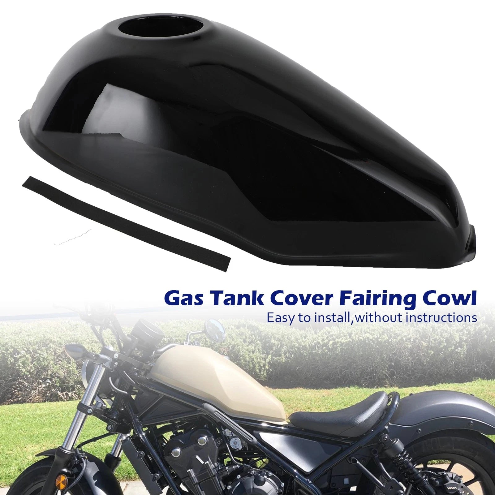 Gas Tank Cover Trim for Honda Rebel CMX300 CMX500 (2017–2023) Black