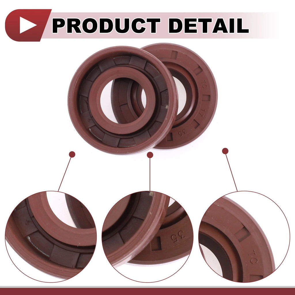 2X Oil Seal Rotary Shaft Seal FKM Rubber 17x35x10mm for Various Models