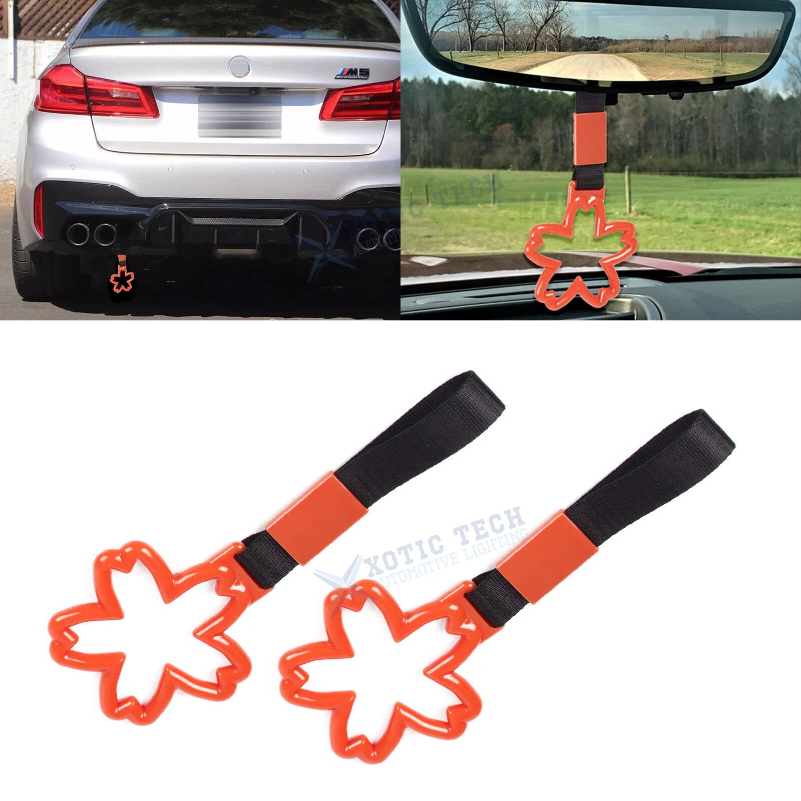 Orange Plastic Sakura Flower Car Handle Strap Charm for Toyota Camry (2019–2024)