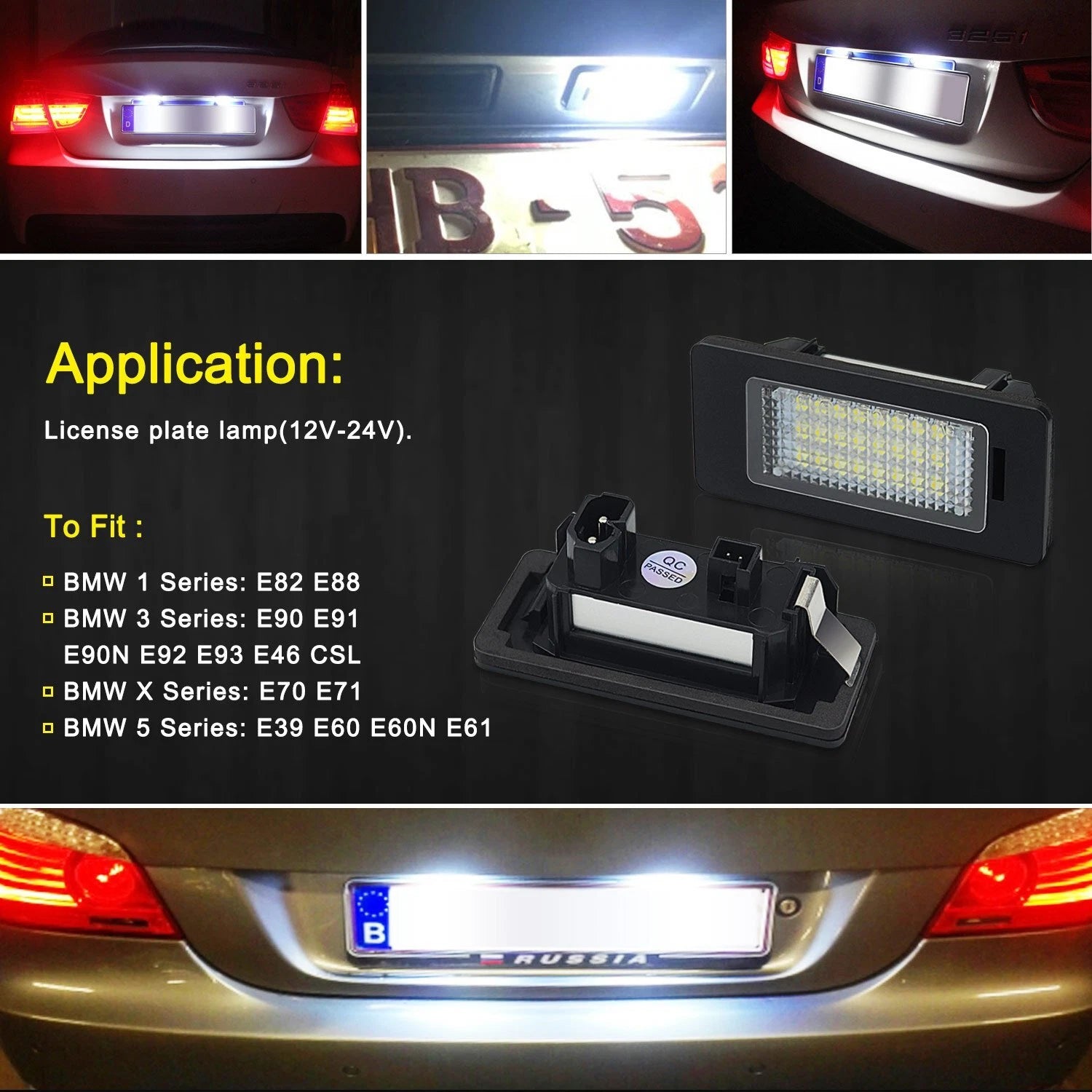 2X Canbus Xenon White LED License Plate Light for Audi Q7 A3 A4 A6 (2006–2020)