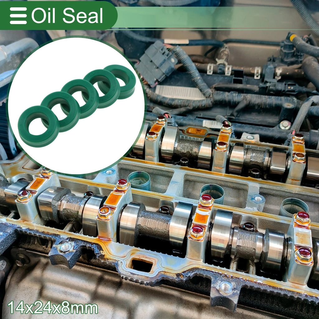 Set of 5 Oil Seal Rotary Shaft Seal 14x24x8mm High Pressure Green