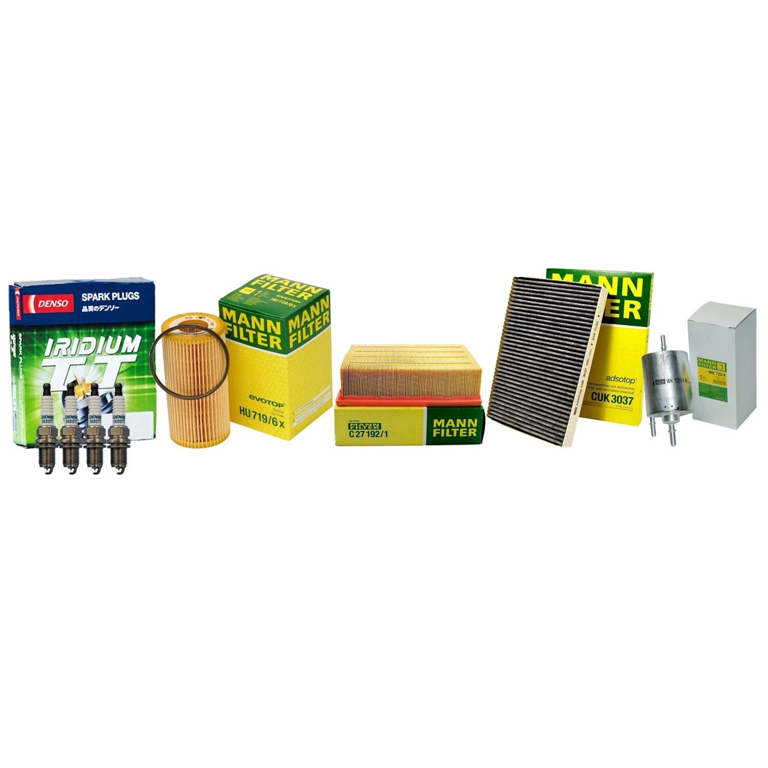 Mann Engine Cabin Air Oil Fuel Filters & 4 Denso Iridium TT Spark Plugs for