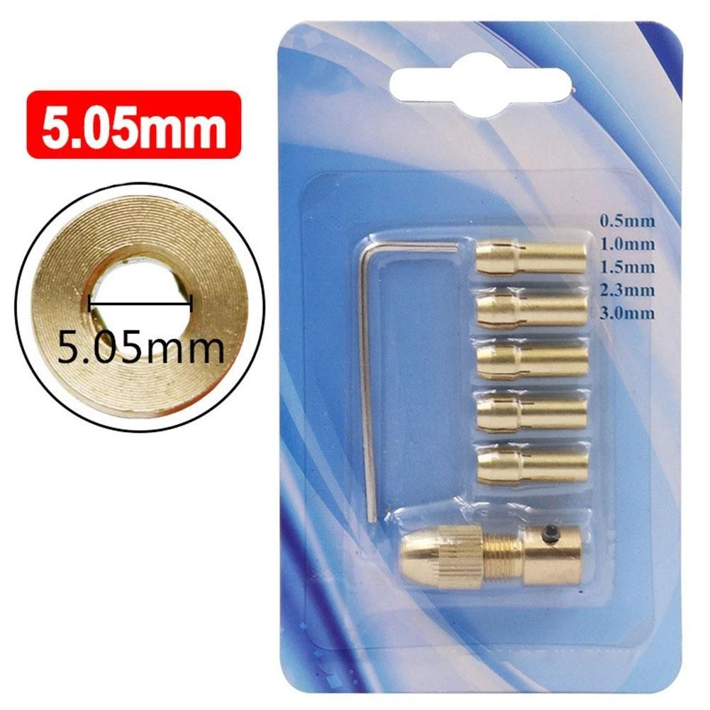 7x Brass Collet Drill Chucks Adapter for Motor Shaft (2.35/3.17/4.05/5.05mm)