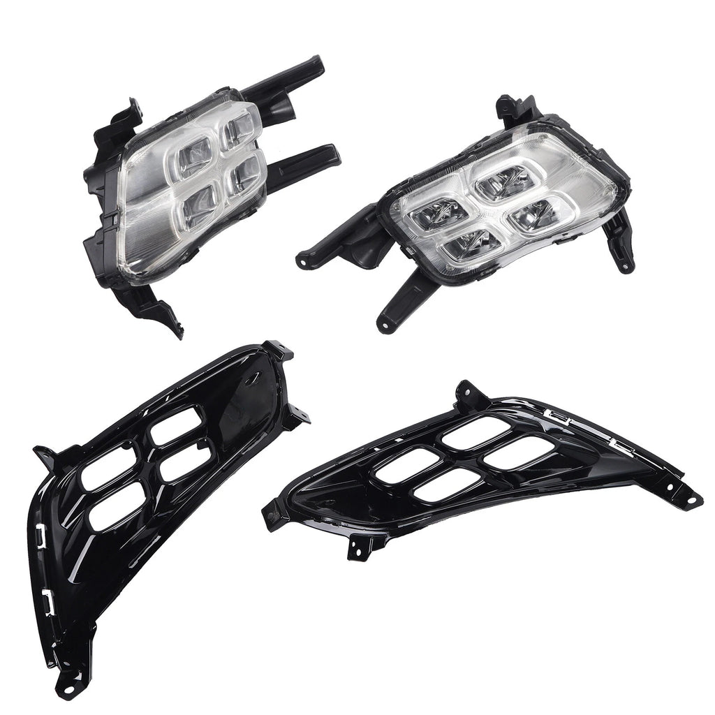 Set of 2 Fog Lights for Kia Optima (2014–2015) LH + RH with LED DRL Bezel