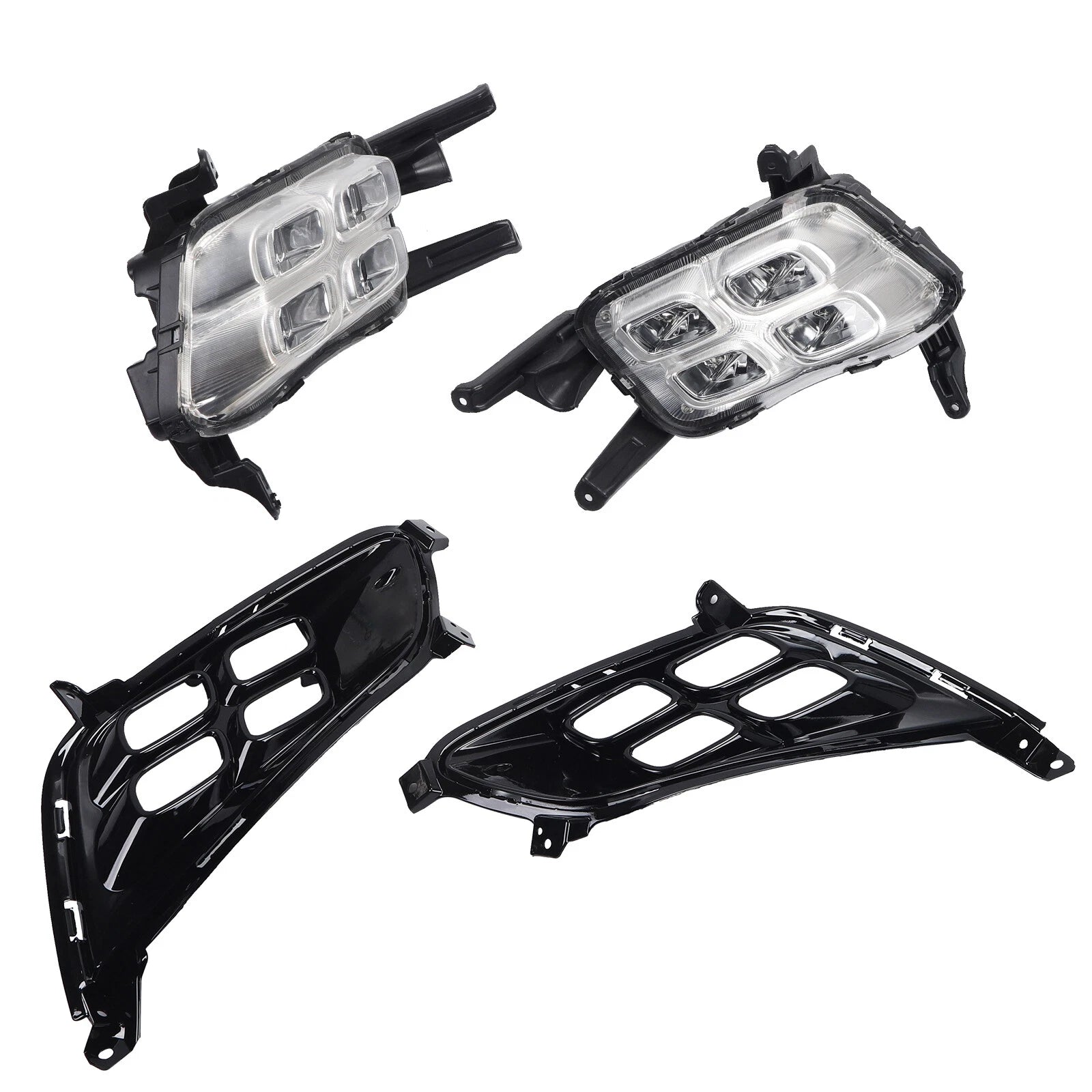 Set of 2 Fog Lights for Kia Optima (2014–2015) LH + RH with LED DRL Bezel