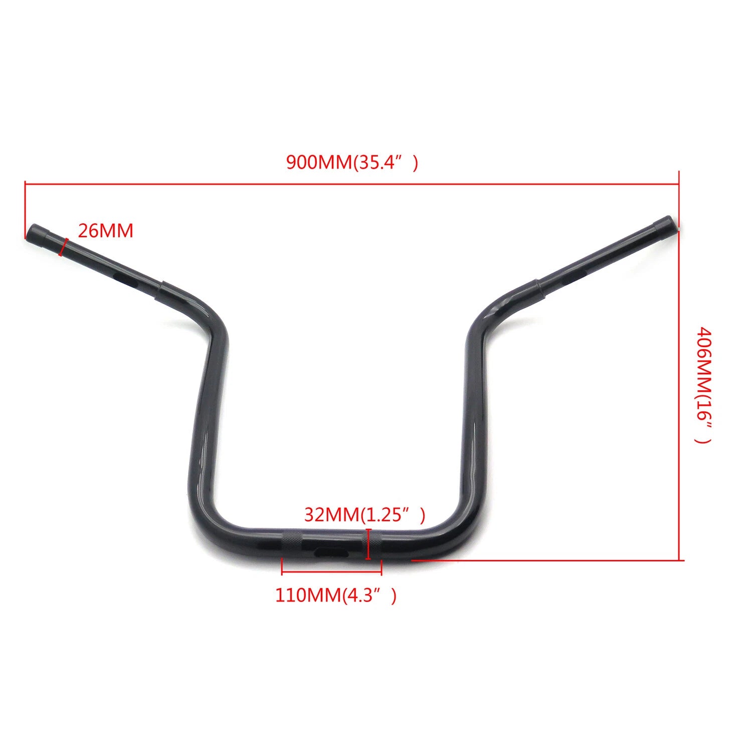 16" Black Rise 1-1/4" Handlebar for Harley Softail (2018–2023) & Dyna FXDWG (2006–2017)