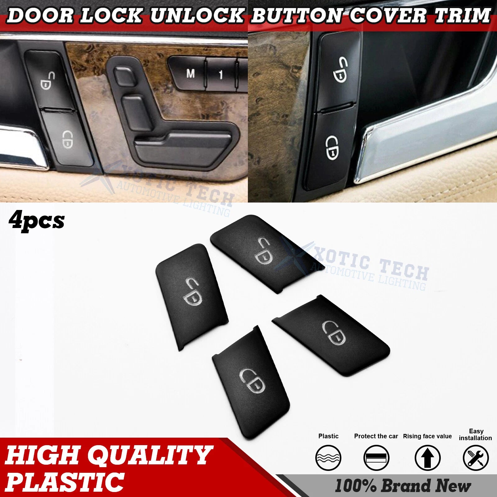 Door Lock Switch Cover Trim for Mercedes-Benz C-Class (W204) & E-Class (W212)