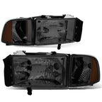 Smoked Headlight + Amber Signal Lamp + LED Fog Light Set for Ram (1994–2002)