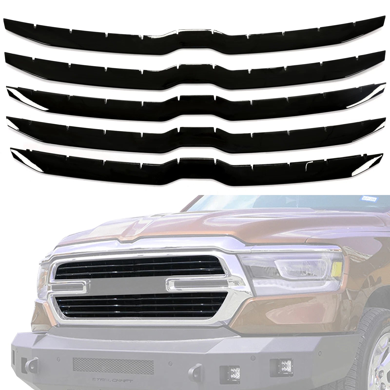 Grille Cover Insert for Dodge Ram 1500 (2019–2023) Gloss Black