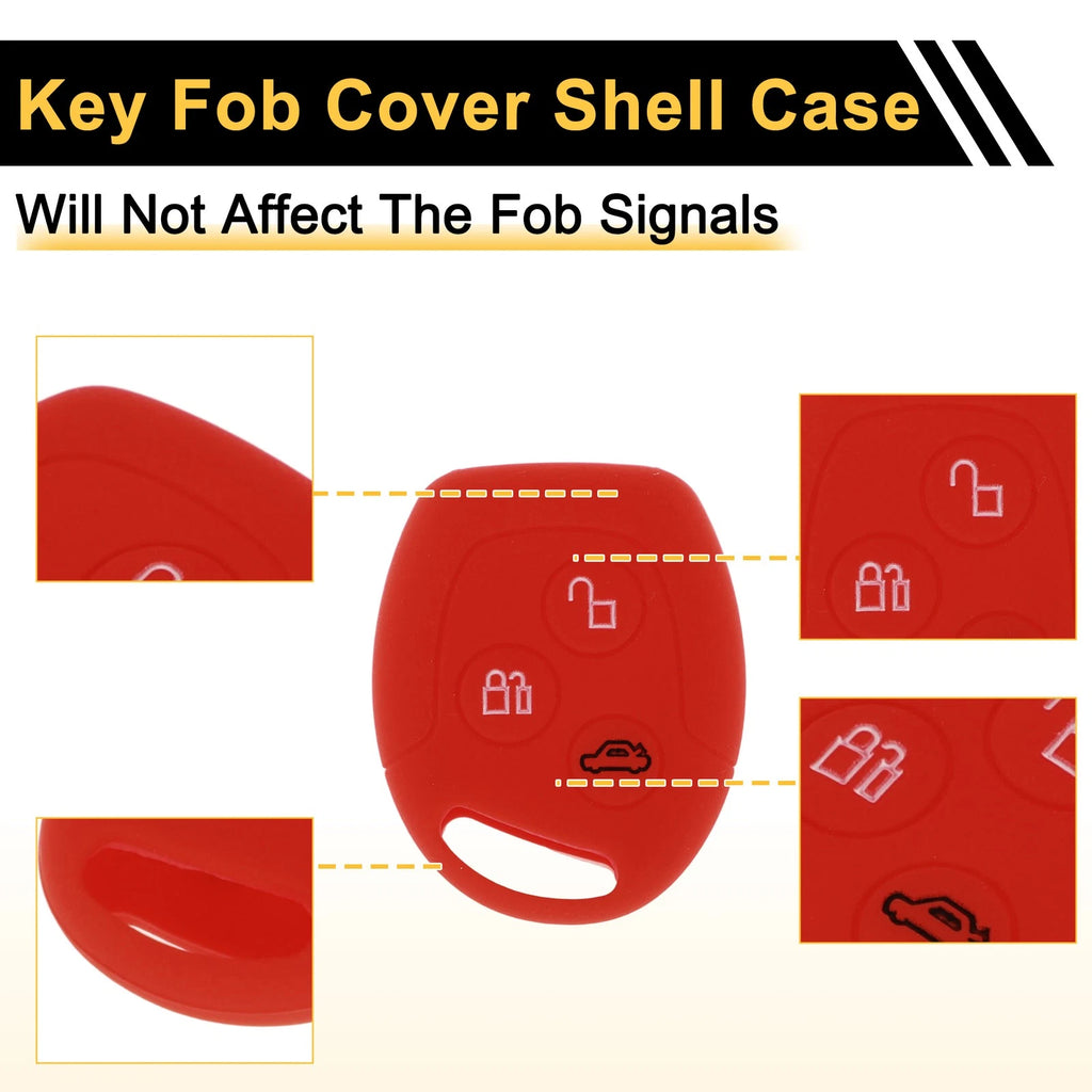 Red Car Key Case for Ford Courier (2016–2023) - 3 Buttons