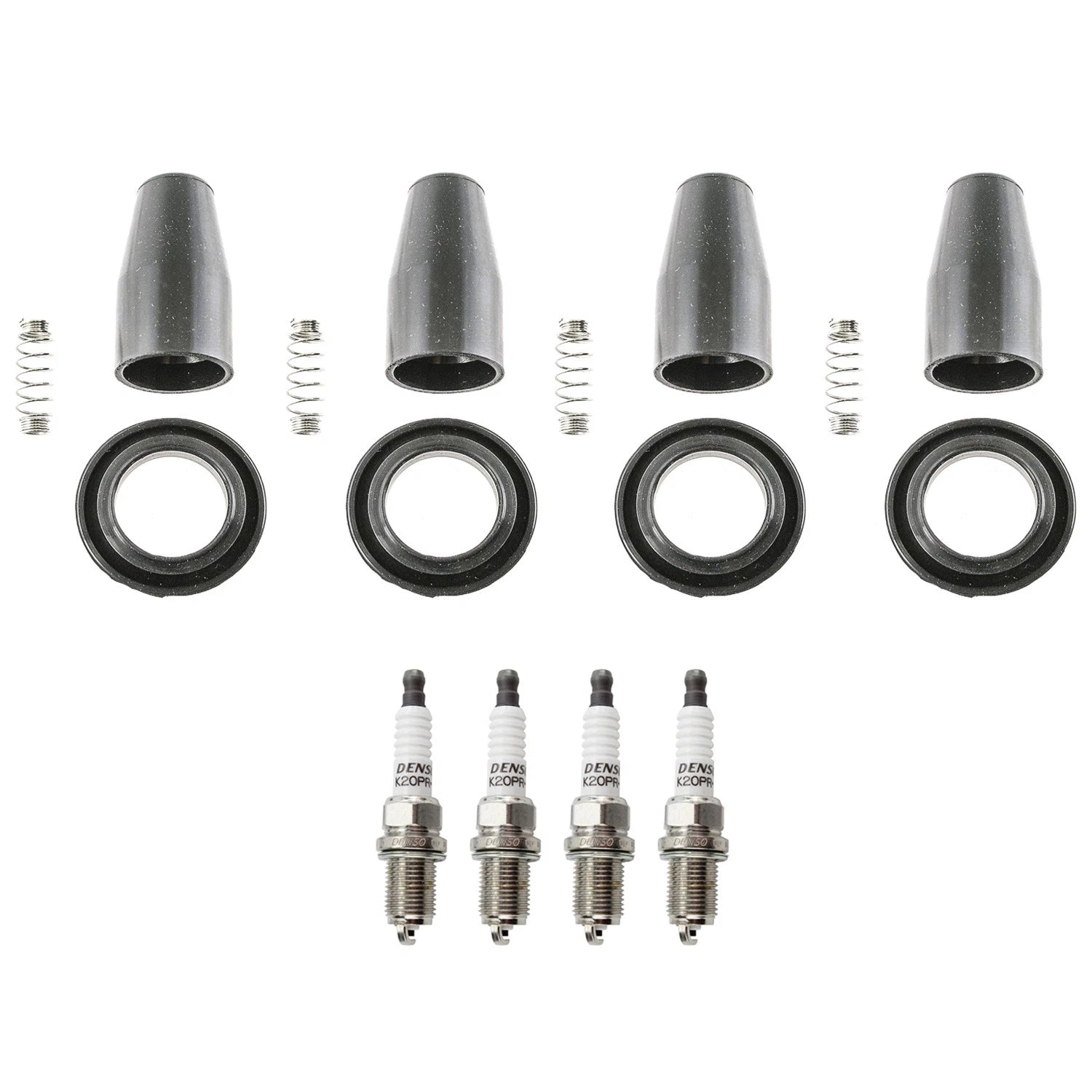 Set of 4 Denso Standard Spark Plugs & Coil Boots for Chevrolet Cruze Sonic (2011–2016)