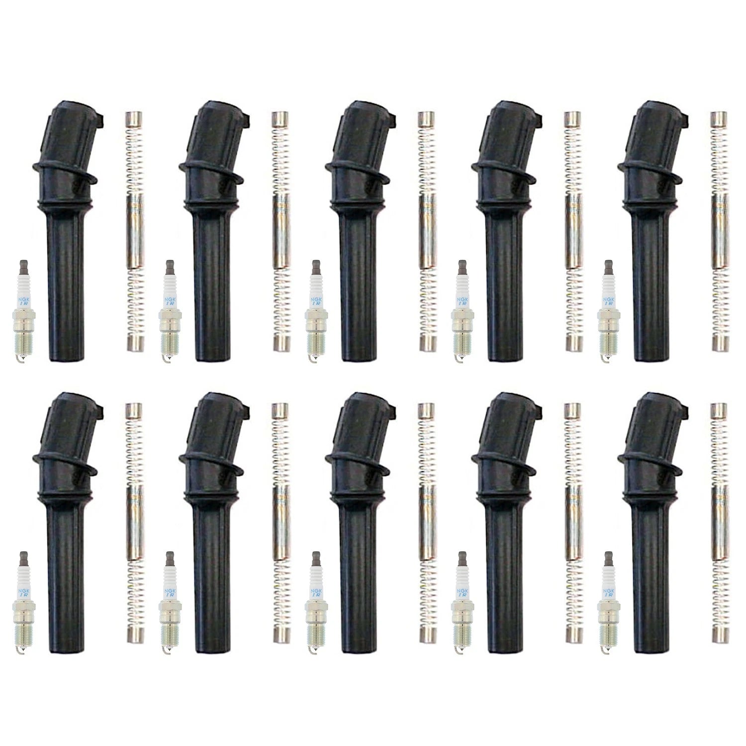 NGK 10 Laser Iridium Spark Plugs & Denso Coil Boots Kit for F-250 Super Duty (2003–2007)