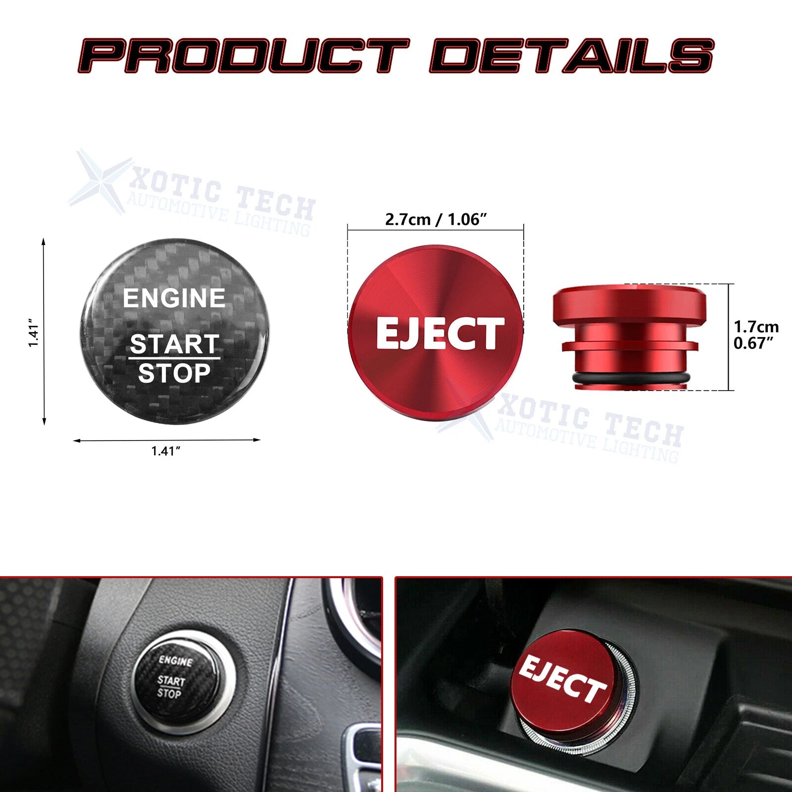 Engine Start + Cigarette Lighter Eject Button Trim for Mercedes (2015-2017)