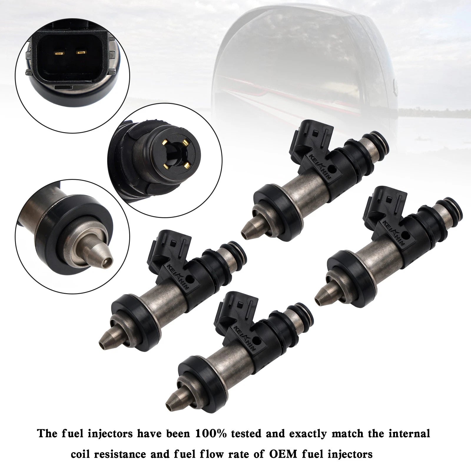 Set of 4 Fuel Injectors for Honda Outboard BF115-BF130 (MP7770, 16406-ZW5-000)
